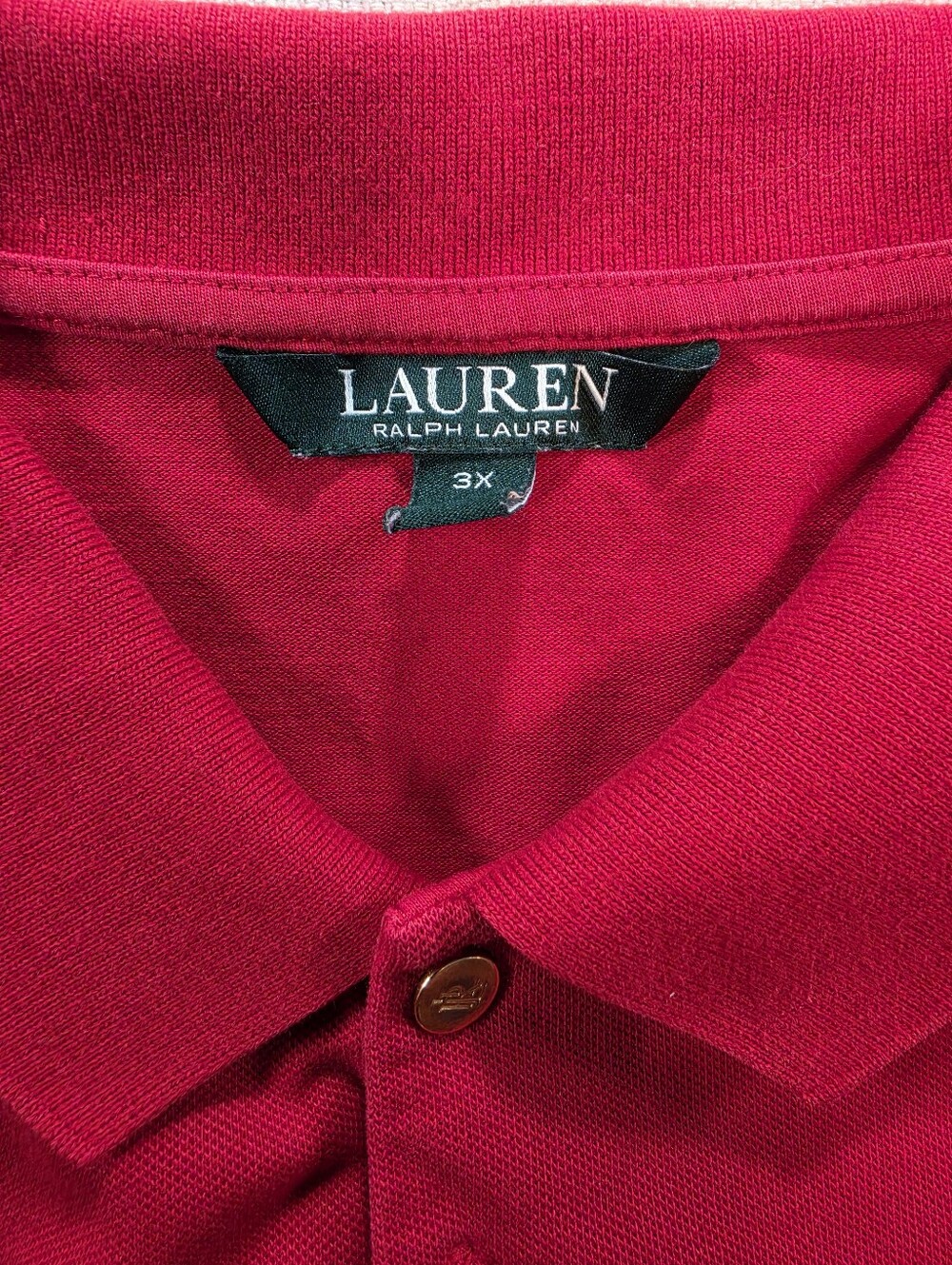 Lauren Ralph Lauren Bright Red Polo with Embroidered Logo Gold Buttons